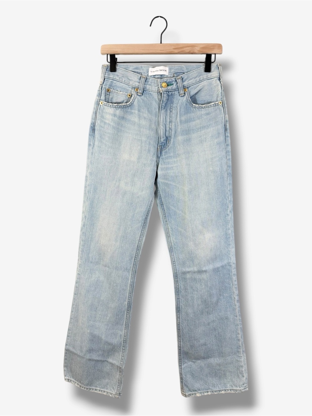 Tu es mon TRÉSOR Jade Jeans Size 26 High Rise Bootcut Light Wash Made in Japan